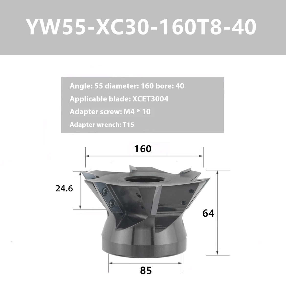 2087-Machining center: long edge dovetail milling cutter bar XCET3004 milling cutter disc cleaning root, V-groove dovetail 55 degrees, 60 degrees, 75 degrees Shandong Denso Pricision Tools Co.,Ltd.